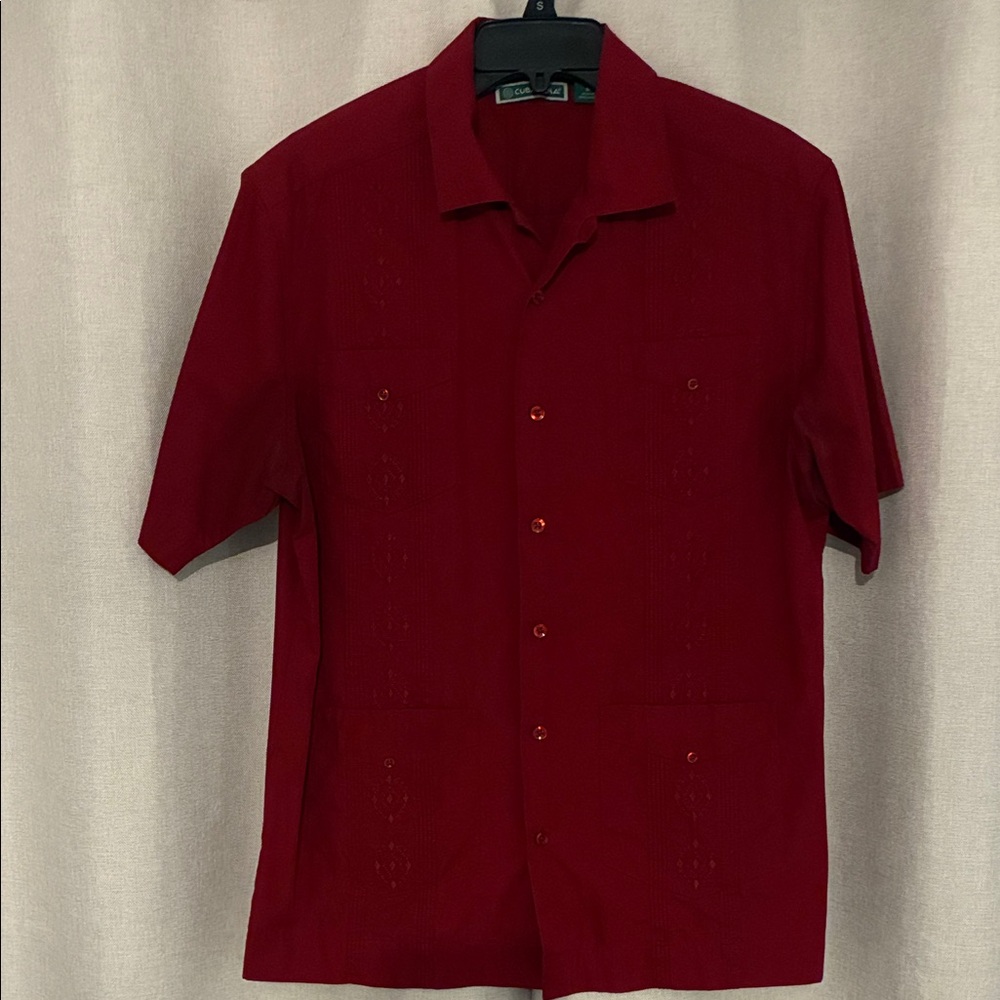 Cubavera Men's Deep Red Casual Button Down Shirt